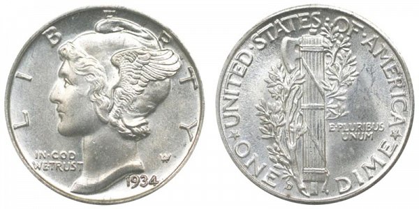1934 D Silver Mercury Dime 
