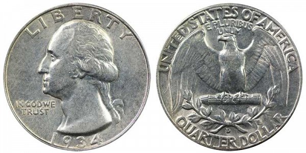 1934 D Washington Silver Quarter 