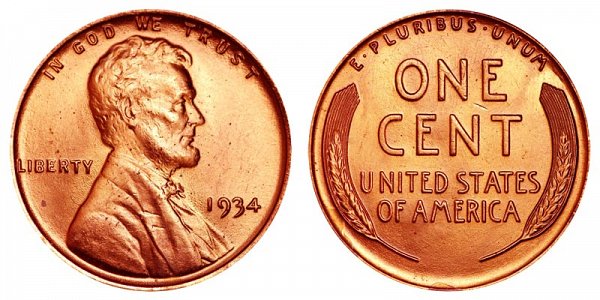 1934 Lincoln Wheat Cent Penny 