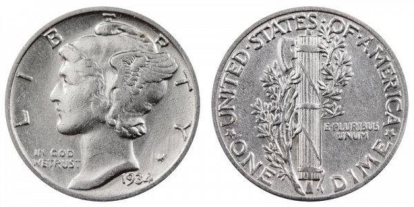 1934 Silver Mercury Dime