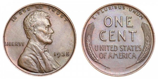 1935 Lincoln Wheat Cent Penny 