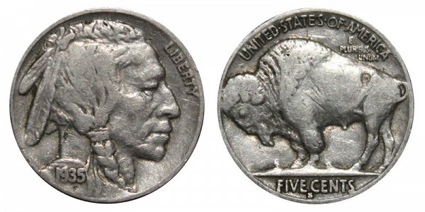 1935 S Indian Head Buffalo Nickel 