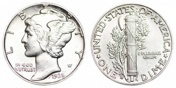 1935 S Silver Mercury Dime