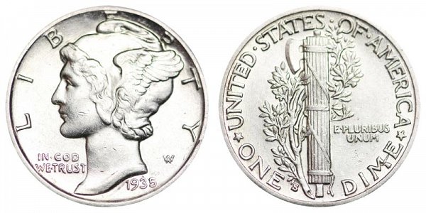 1935 S Silver Mercury Dime 