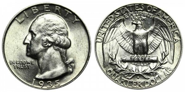 1935 S Washington Silver Quarter 