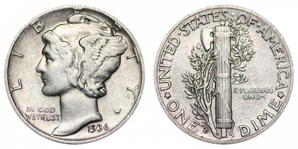 1936 D Silver Mercury Dime 