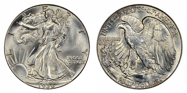 1936 D Walking Liberty Silver Half Dollar 