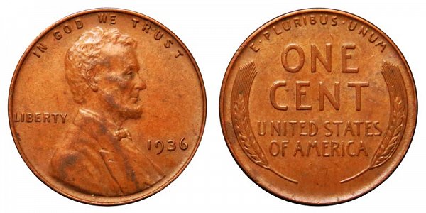 1936 Lincoln Wheat Cent Penny 