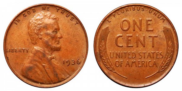 1936 Lincoln Wheat Cent Penny