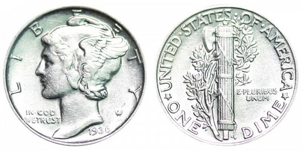 1936 Silver Mercury Dime 