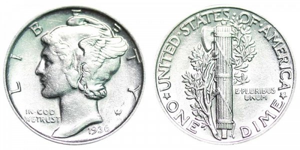 1936 Silver Mercury Dime