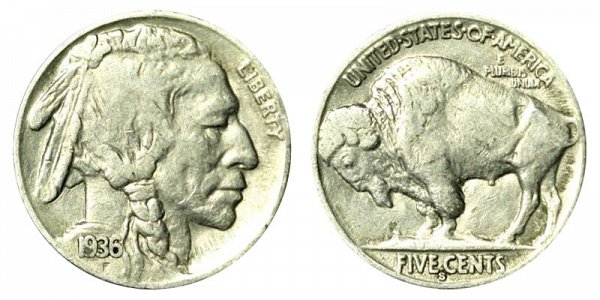 1936 S Indian Head Buffalo Nickel