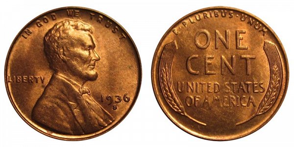 1936 S Lincoln Wheat Cent Penny 
