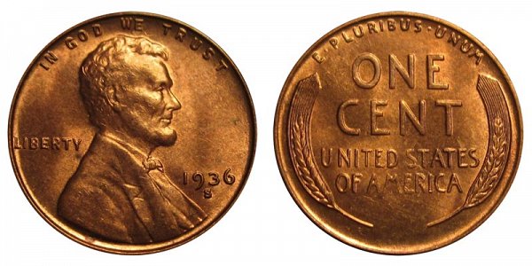 1936 S Lincoln Wheat Cent Penny