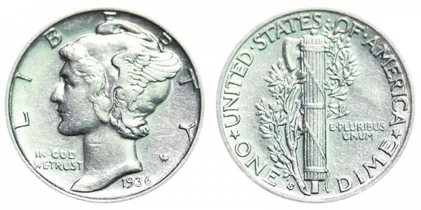 1936 S Silver Mercury Dime