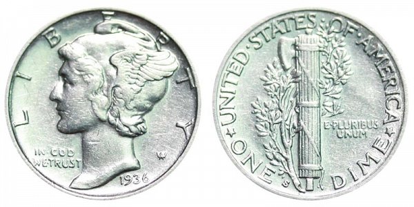 1936 S Silver Mercury Dime 