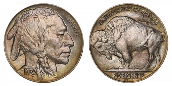 1937 D Indian Head Buffalo Nickel 