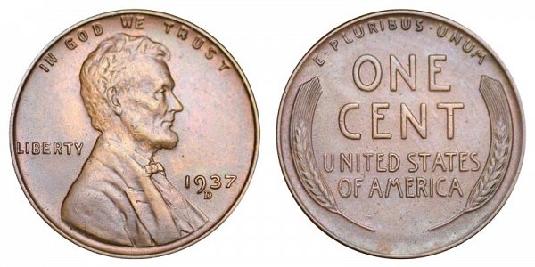 1937 D Lincoln Wheat Cent Penny