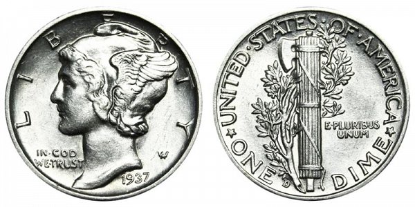 1937 D Silver Mercury Dime 