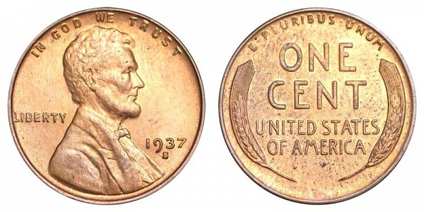 1937 S Lincoln Wheat Cent Penny 