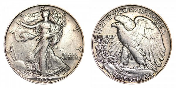 1937 S Walking Liberty Silver Half Dollar 