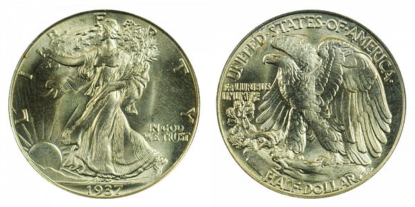 1937 Walking Liberty Silver Half Dollar 