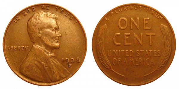 1938 D Lincoln Wheat Cent Penny