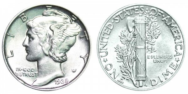 1938 Silver Mercury Dime 