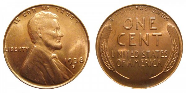 1938 S Lincoln Wheat Cent Penny 