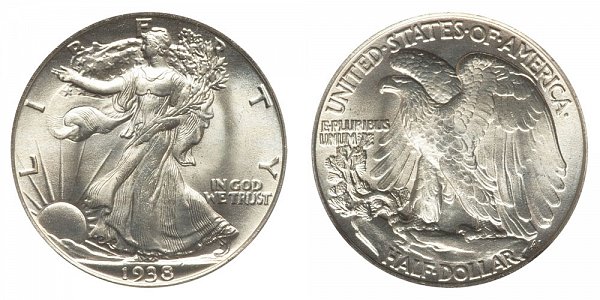 1938 Walking Liberty Silver Half Dollar