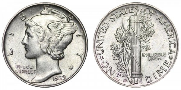 1939 D Silver Mercury Dime 