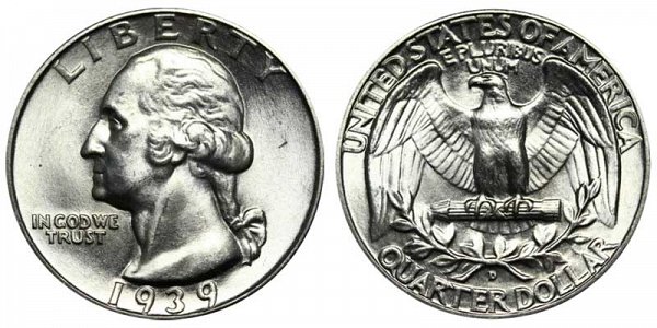 1939 D Washington Silver Quarter