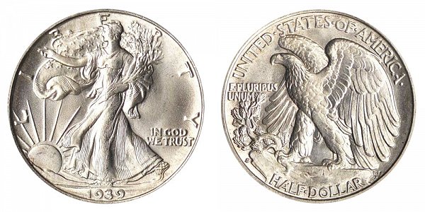 1939 S Walking Liberty Silver Half Dollar