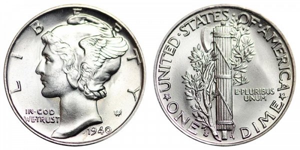 1940 S Silver Mercury Dime 