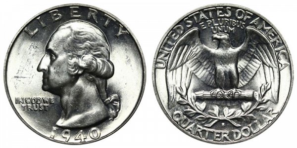 1940 S Washington Silver Quarter 