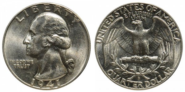 1941 D Washington Silver Quarter 