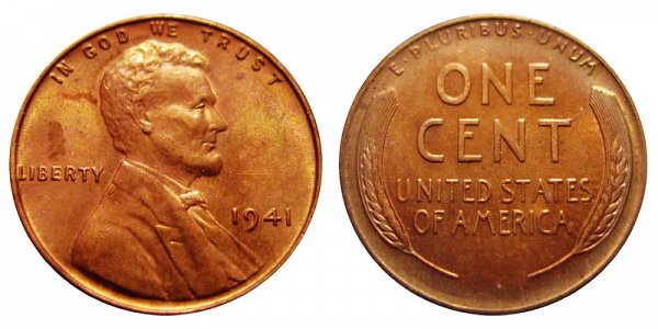 1941 Lincoln Wheat Cent Penny 