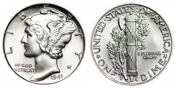 1941 S Silver Mercury Dime 