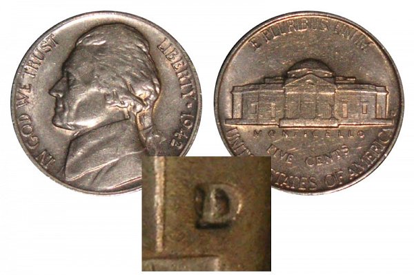 1942 D Over Horizontal D Jefferson Nickel Error - 1942 D/D Nickel 