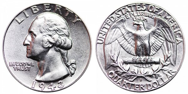 1943 D Washington Silver Quarter 