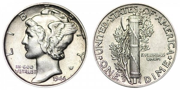 1944 D Silver Mercury Dime 