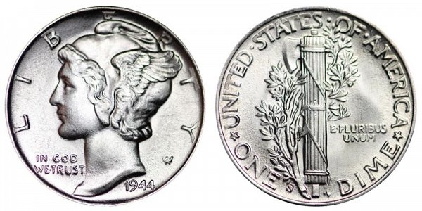 1944 S Silver Mercury Dime 