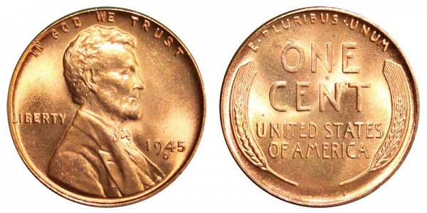 1945 D Lincoln Wheat Cent Penny 