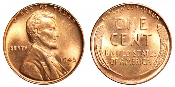 1945 D Lincoln Wheat Cent Penny