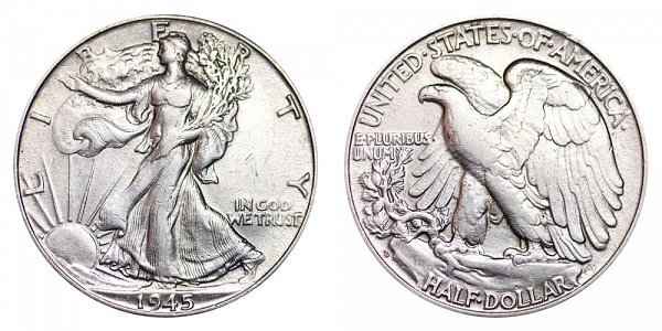 1945 D Walking Liberty Silver Half Dollar 