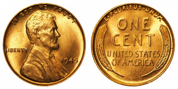 1945 Lincoln Wheat Cent Penny 