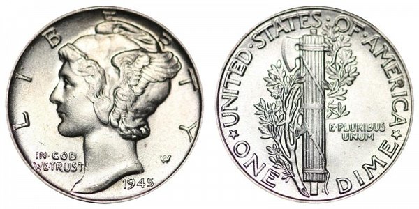 1945 Silver Mercury Dime 