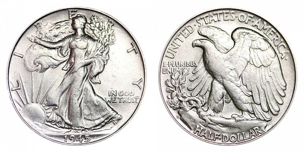 1945 S Walking Liberty Silver Half Dollar 