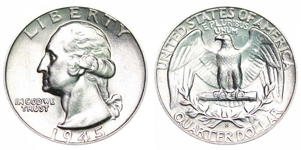 1945 S Washington Silver Quarter