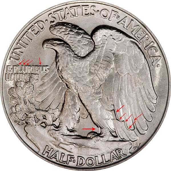 1946 DDR Walking Liberty Silver Half Dollar - Doubled Die Reverse Error 
